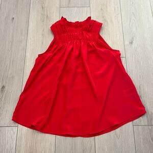Joie Women’s Red High Neck Sleeveless Smocked Blouse Sz Small